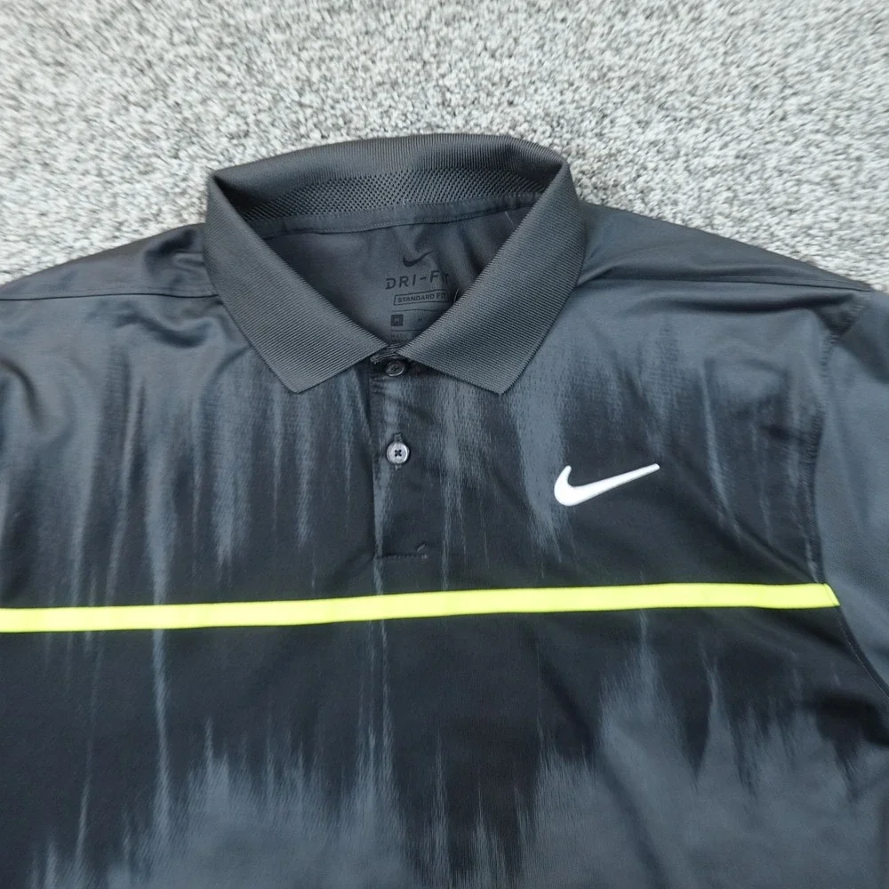 Nike Polo Shirt Mens M Gray Dri FIT Vapor Ikat Performance Golf Tennis Swoosh